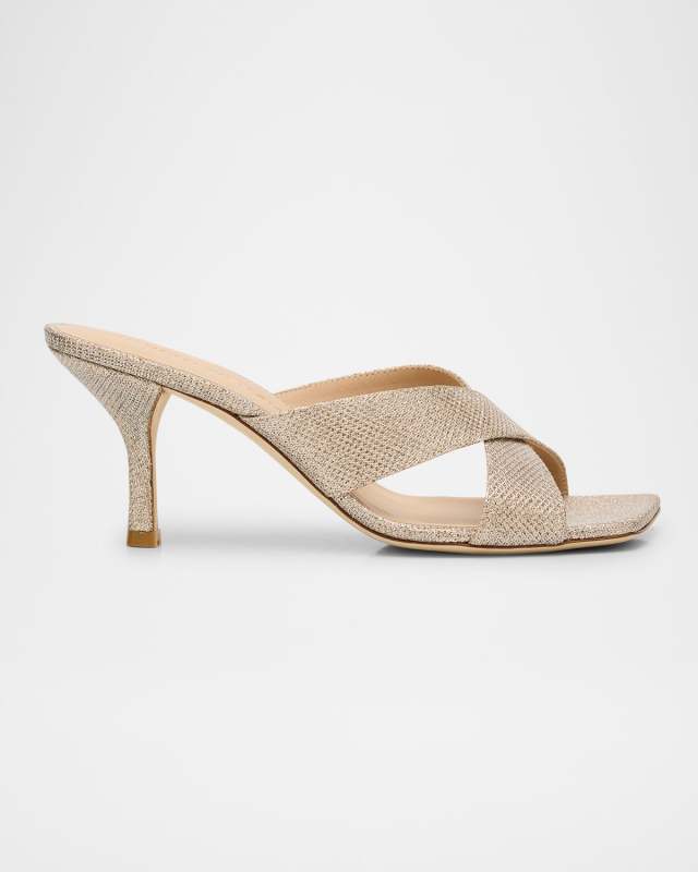Dayna Metallic Crisscross Slide Sandals